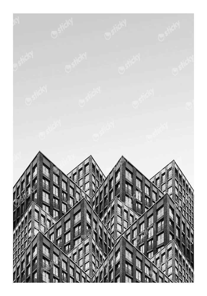 Poster BLACK AND WHITE ARCHITECTURAL INTERLOCKING BUILDINGS