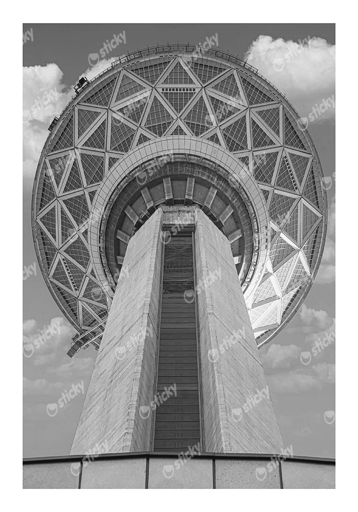 Poster BLACK AND WHITE ARCHITECTURAL LOW ANGLE TOWER