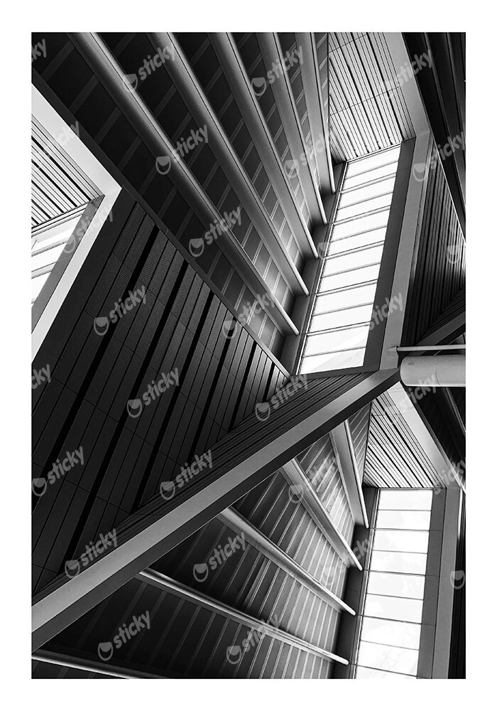 Poster BLACK AND WHITE ARCHITECTURAL METAL BEAMS CEILING