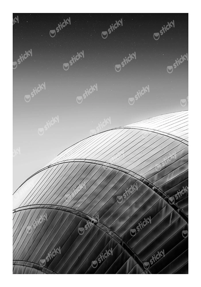Poster BLACK AND WHITE ARCHITECTURAL METALLIC ROOF