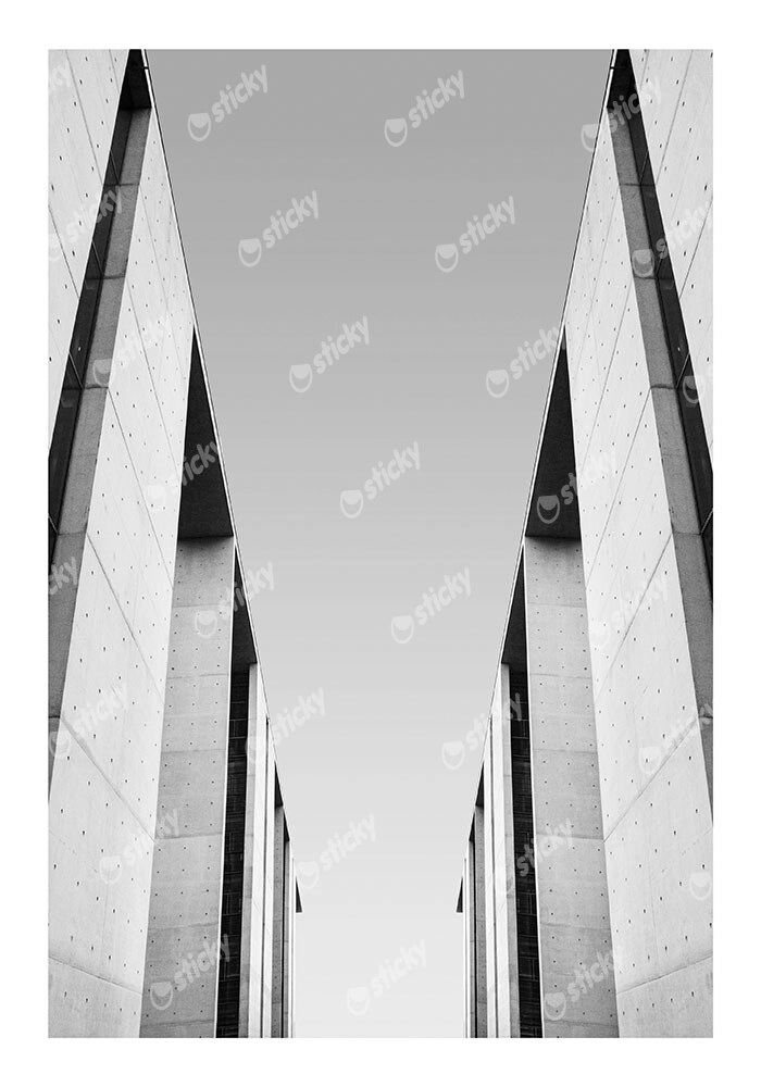 Poster BLACK AND WHITE ARCHITECTURAL MINIMALIST CONCRETE BLOCKS
