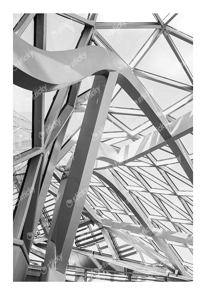 Poster BLACK AND WHITE ARCHITECTURAL MINIMALIST STEEL FRAME