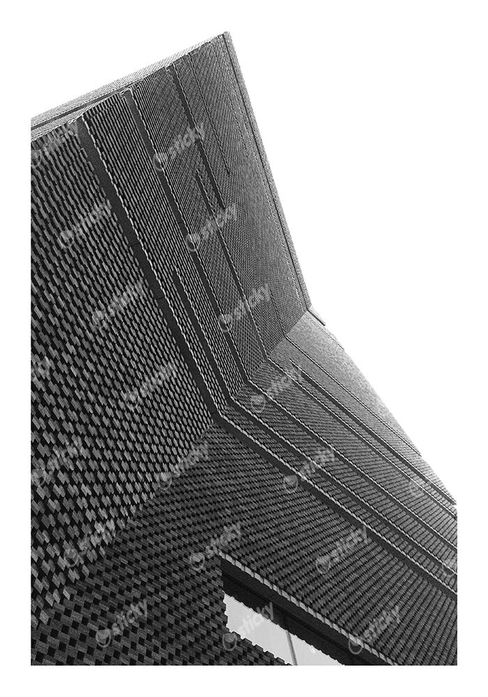 Poster BLACK AND WHITE ARCHITECTURAL PIERCED BRICK FACADE