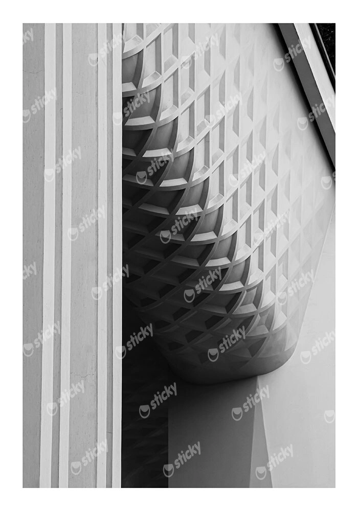 Poster BLACK AND WHITE ARCHITECTURAL REPEATING GEOMETRIC PATTERN