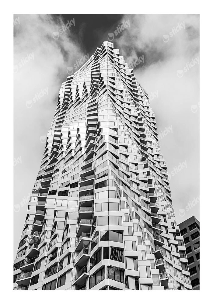 Poster BLACK AND WHITE ARCHITECTURAL RIPPLED FACADE