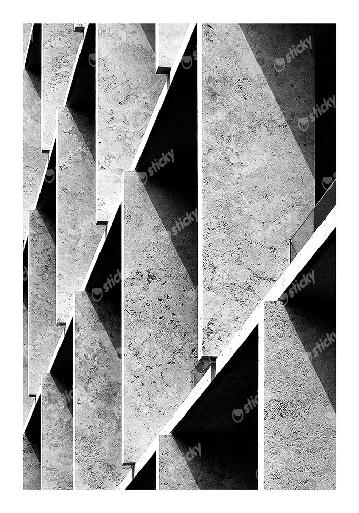 Poster BLACK AND WHITE ARCHITECTURAL RYTHMIC CONCRETE FINS
