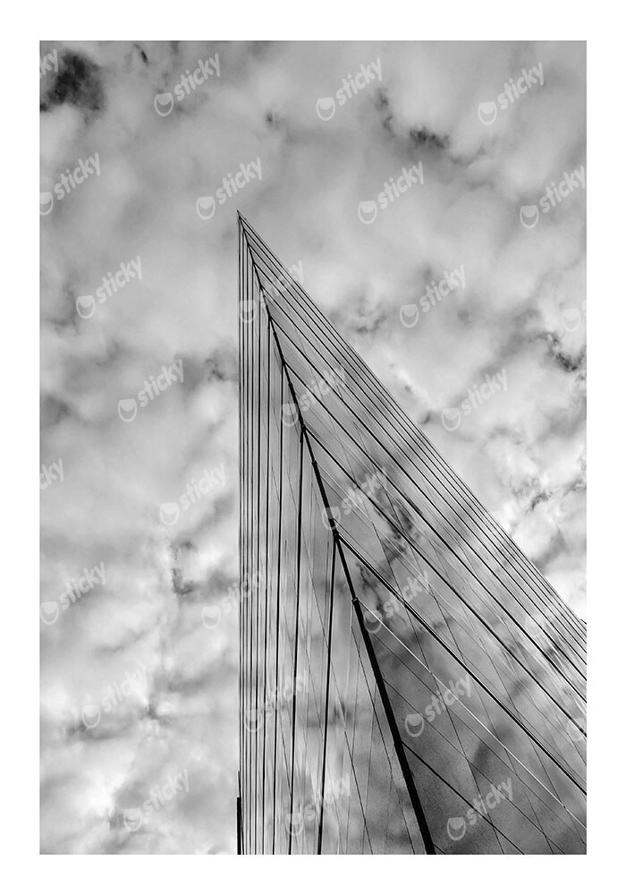 Poster BLACK AND WHITE ARCHITECTURAL SHARP CORNER CLOUDS