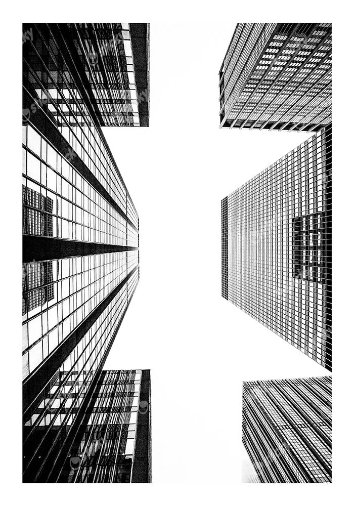 Poster BLACK AND WHITE ARCHITECTURAL SKYSCRAPERS 2