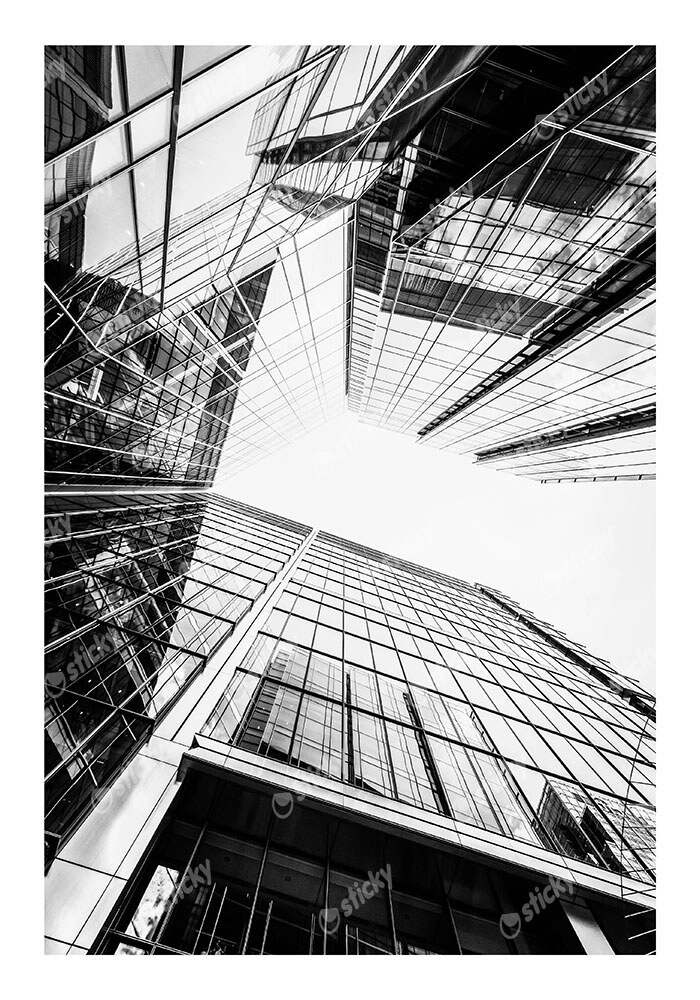 Poster BLACK AND WHITE ARCHITECTURAL SKYSCRAPERS