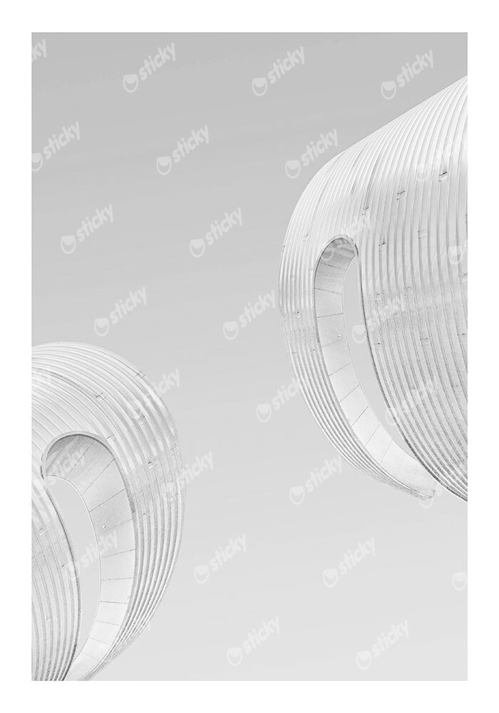 Poster BLACK AND WHITE ARCHITECTURAL SPIRAL SHAPED STRUCTURES