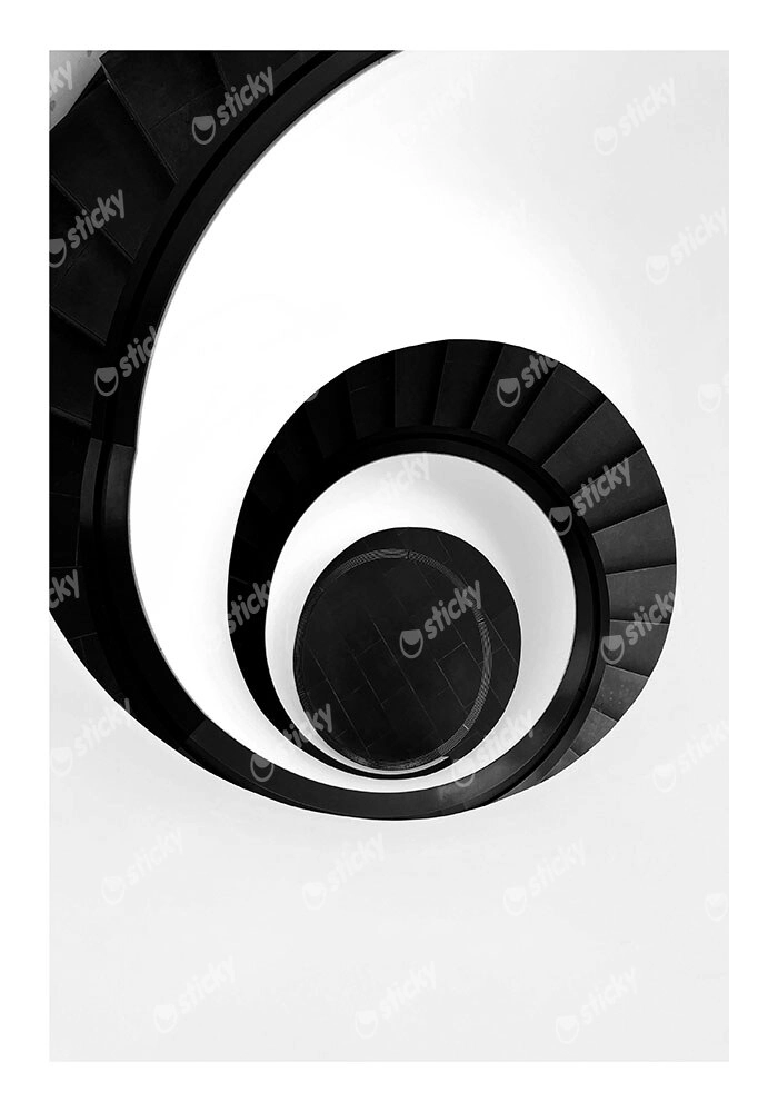Poster BLACK AND WHITE ARCHITECTURAL SPIRAL STAIRCASE 3