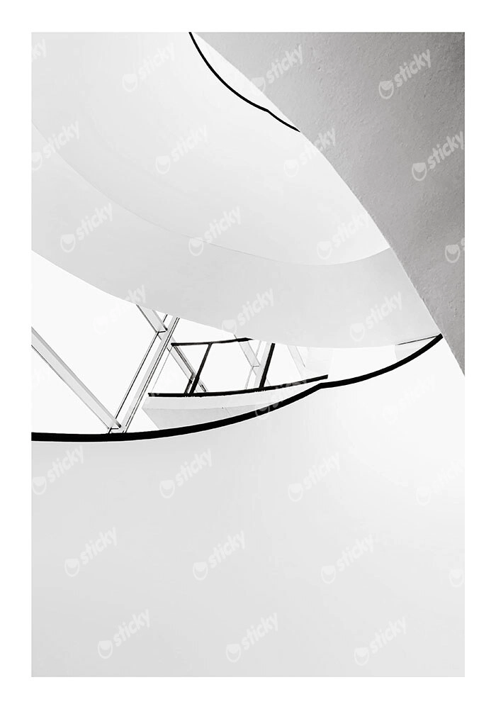 Poster BLACK AND WHITE ARCHITECTURAL SPIRAL STAIRCASE 4