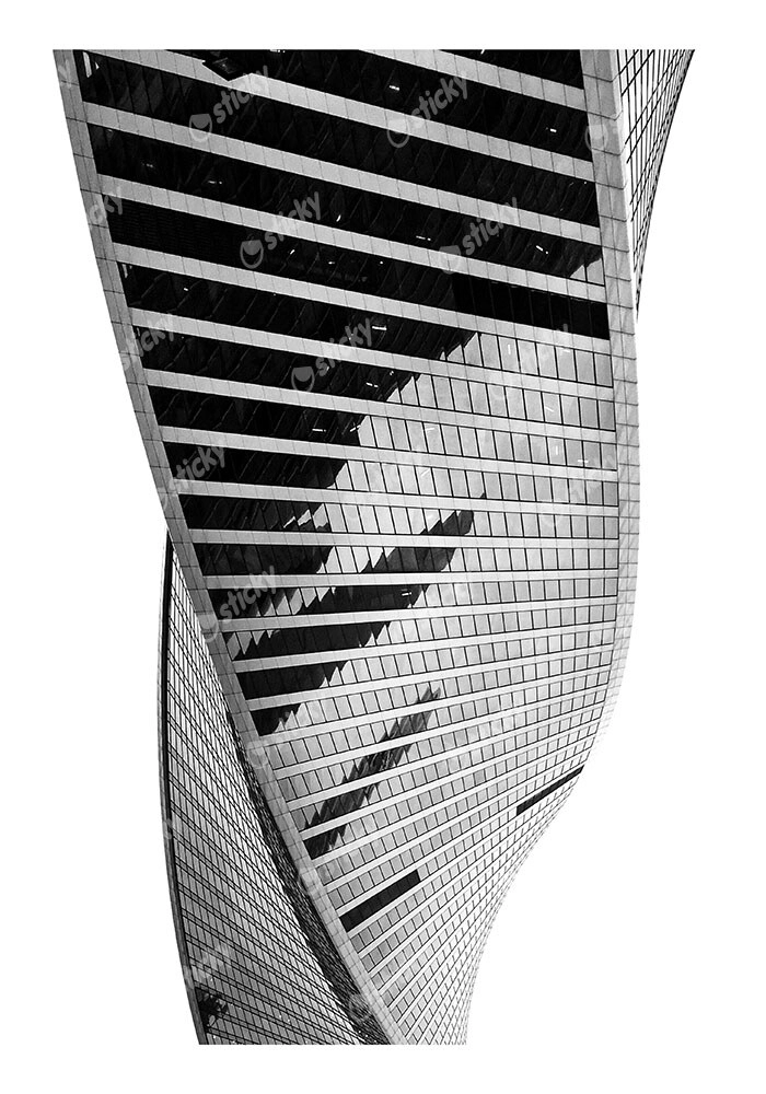 Poster BLACK AND WHITE ARCHITECTURAL SPIRALING TOWER