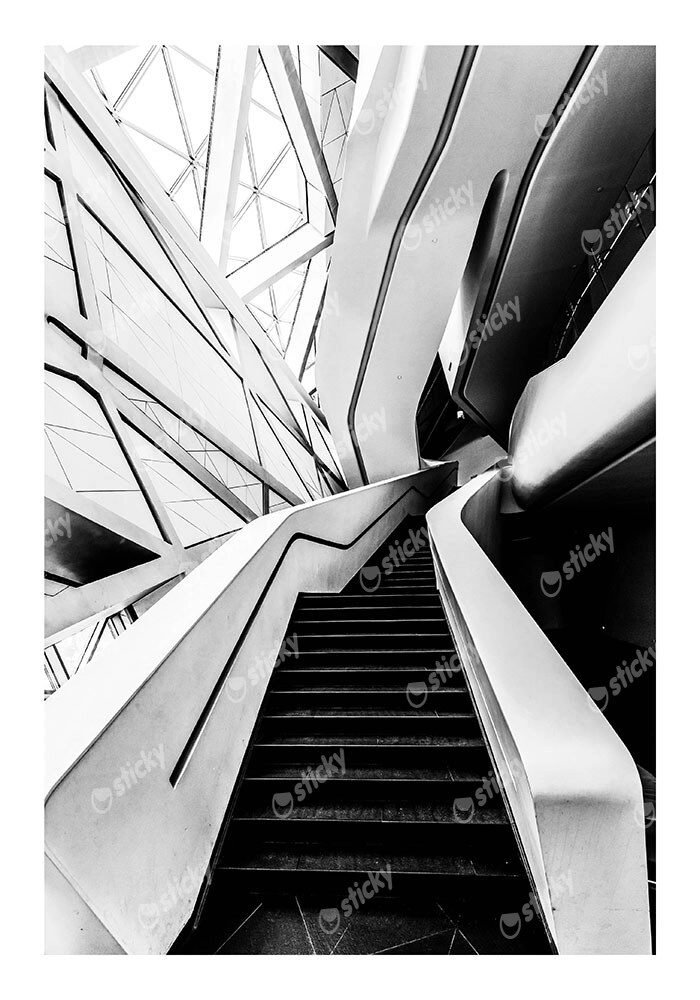 Poster BLACK AND WHITE ARCHITECTURAL STAIRCASES