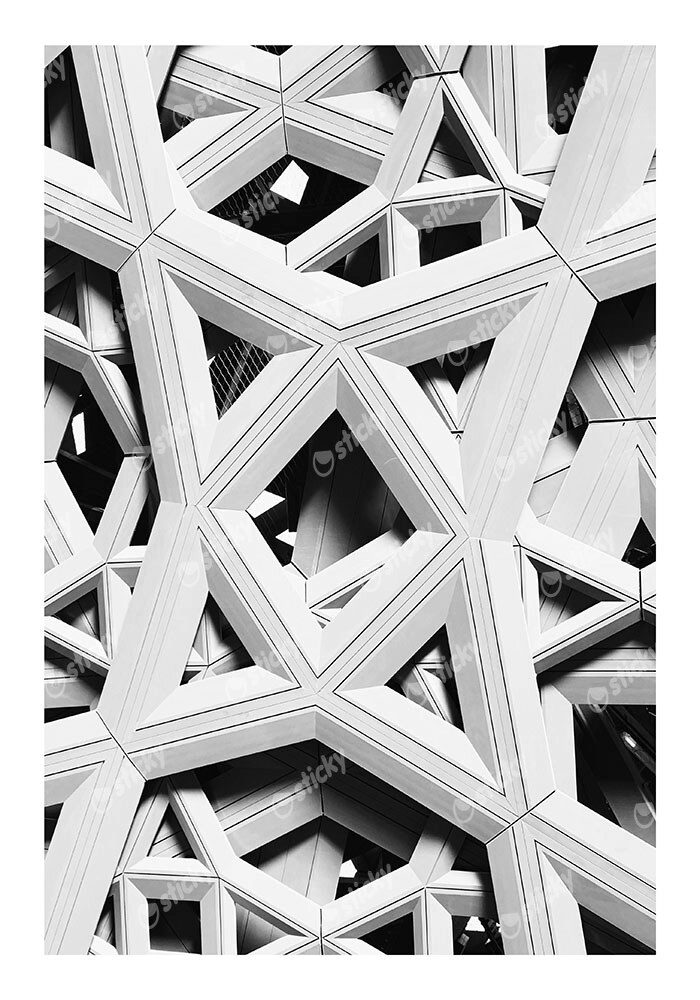 Poster BLACK AND WHITE ARCHITECTURAL STAR PATTERN