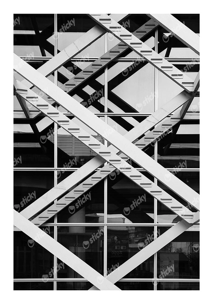 Poster BLACK AND WHITE ARCHITECTURAL STEEL FRAMEWORK