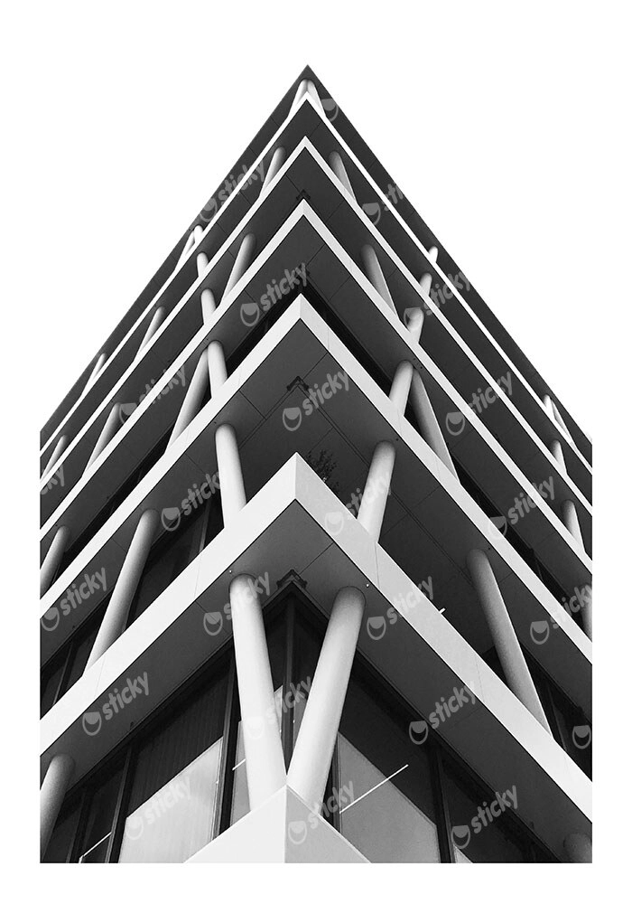 Poster BLACK AND WHITE ARCHITECTURAL STEEL NET FACADE