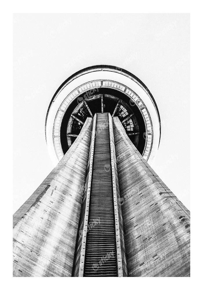 Poster BLACK AND WHITE ARCHITECTURAL TOWER VANTAGE POINT