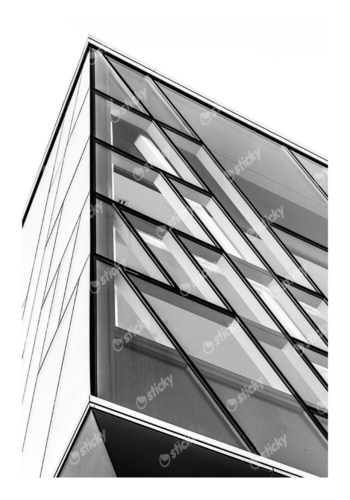 Poster BLACK AND WHITE ARCHITECTURAL TRIANGULAR WINDOWS