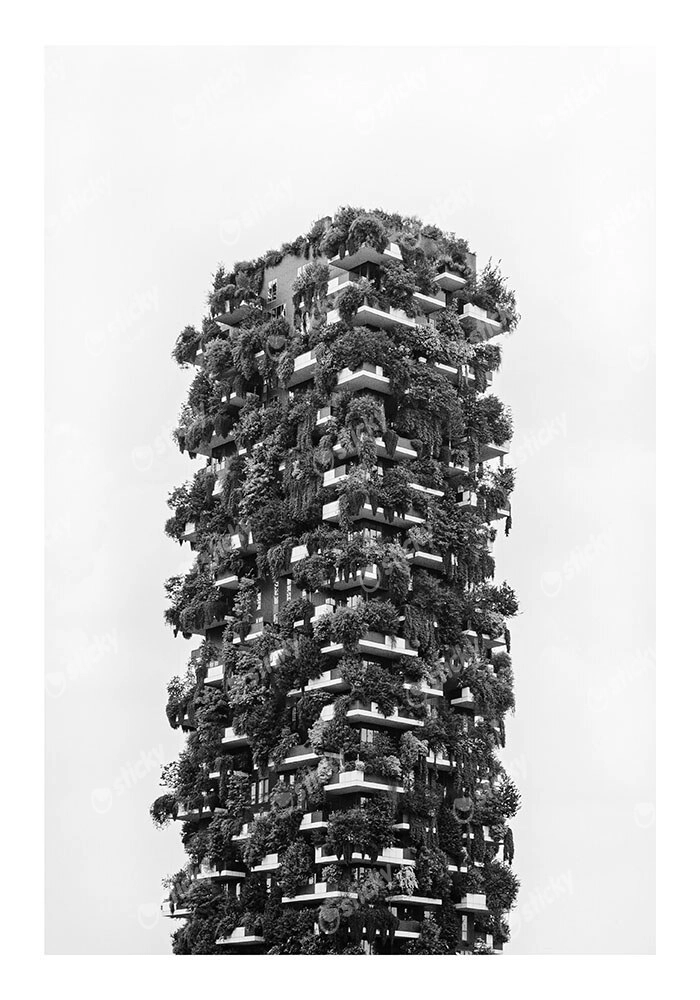 Poster BLACK AND WHITE ARCHITECTURAL VERTICAL FOREST