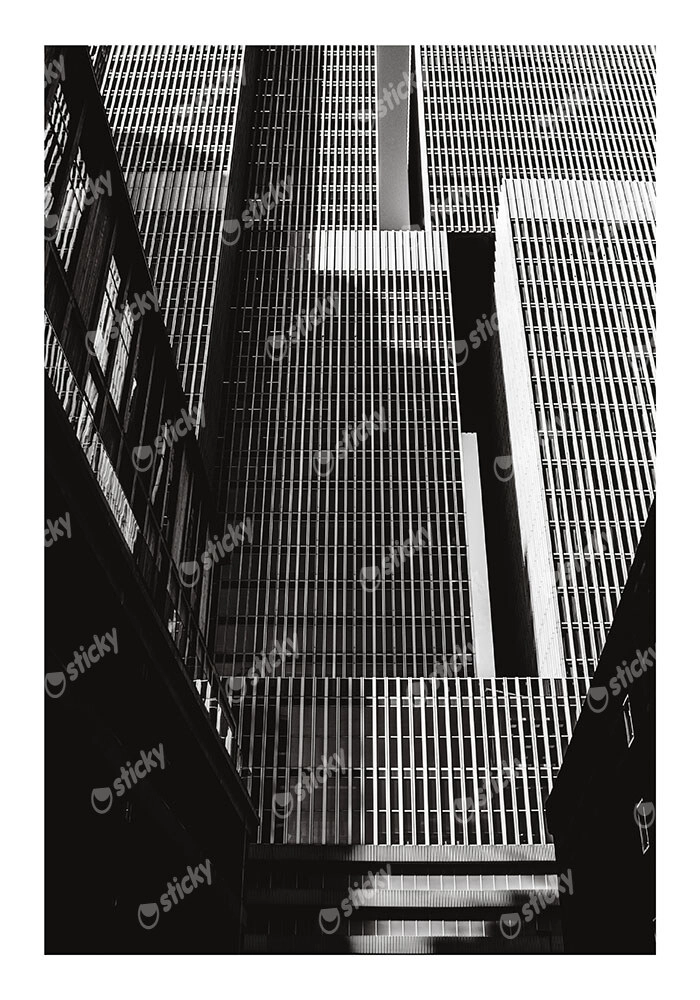 Poster BLACK AND WHITE ARCHITECTURAL VERTICAL LINES BUILDING