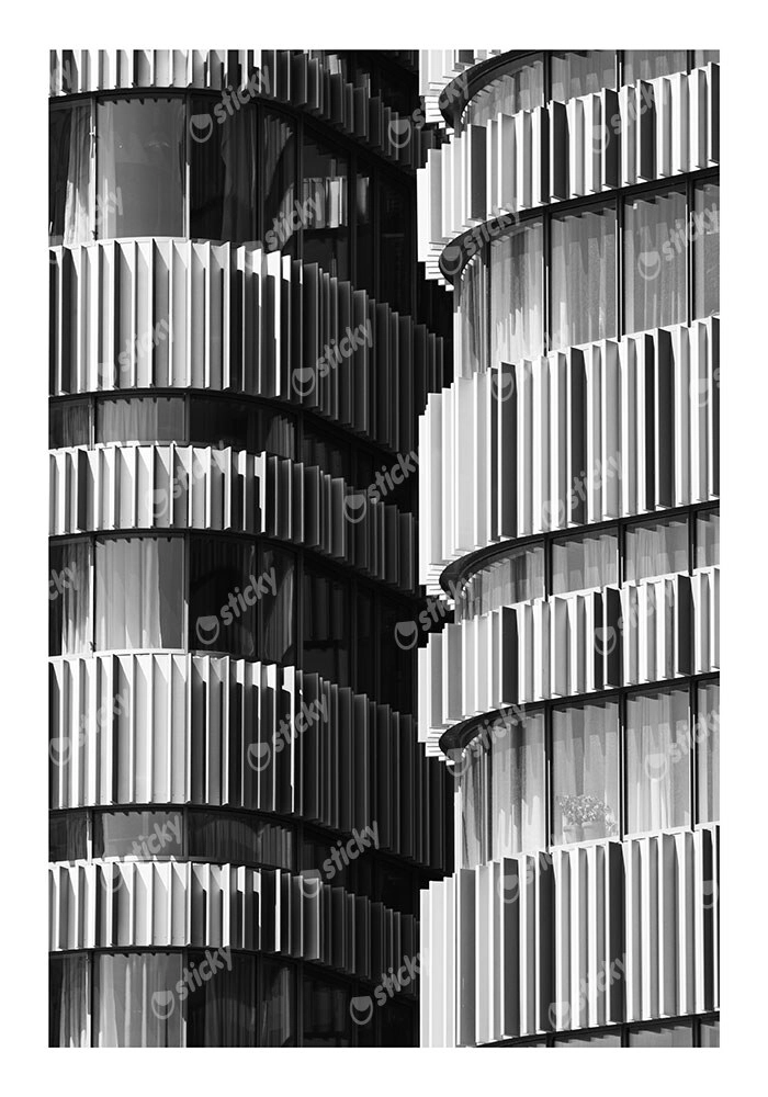 Poster BLACK AND WHITE ARCHITECTURAL VERTICAL STRUCTURAL ELEMENTS