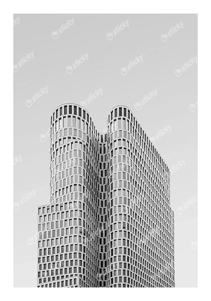 Poster BLACK AND WHITE ARCHITECTURAL WAVY FACADE