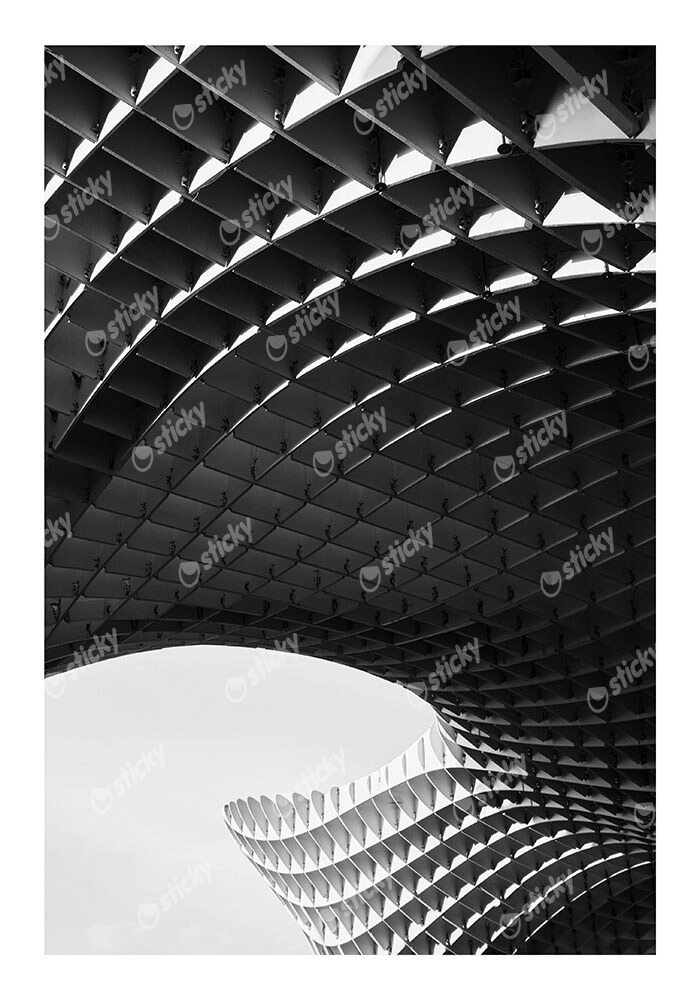 Poster BLACK AND WHITE ARCHITECTURAL WOODEN STRUCTURE