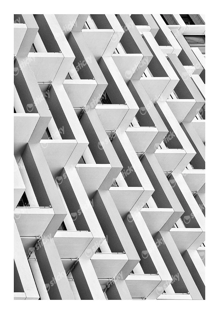 Poster BLACK AND WHITE ARCHITECTURAL ZIGZAG PATTERN
