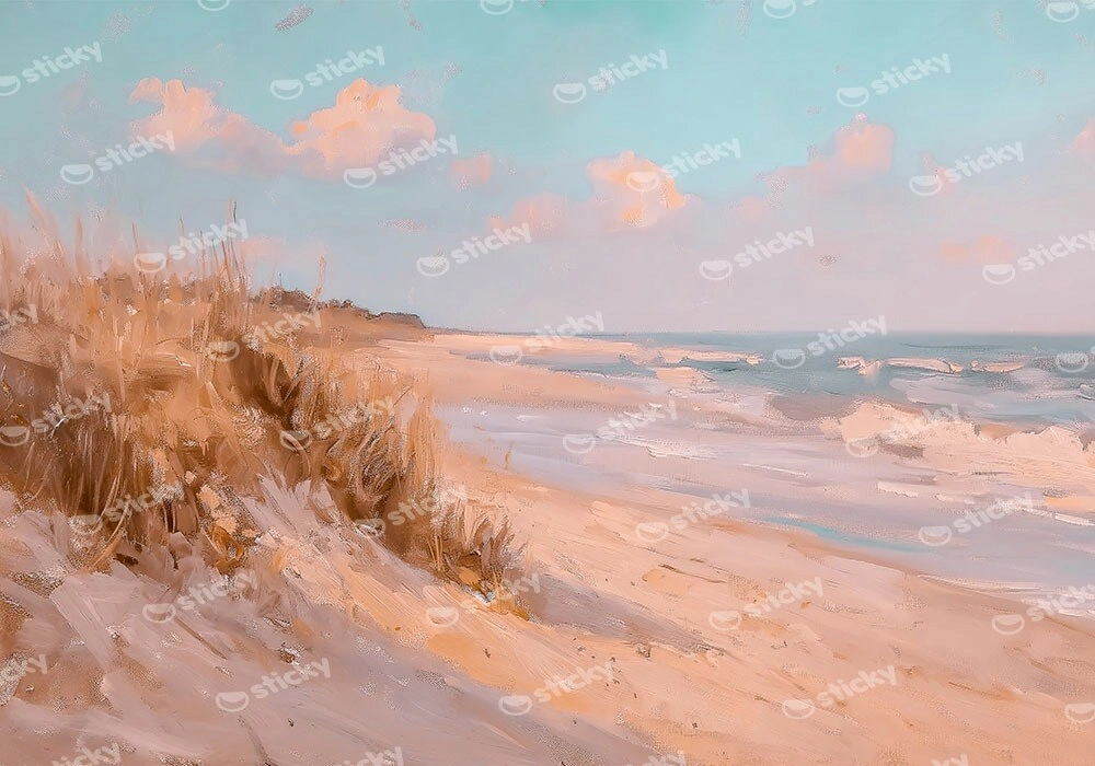 Πίνακας σε Καμβά VINTAGE PASTEL BEACH VIEW 7_E