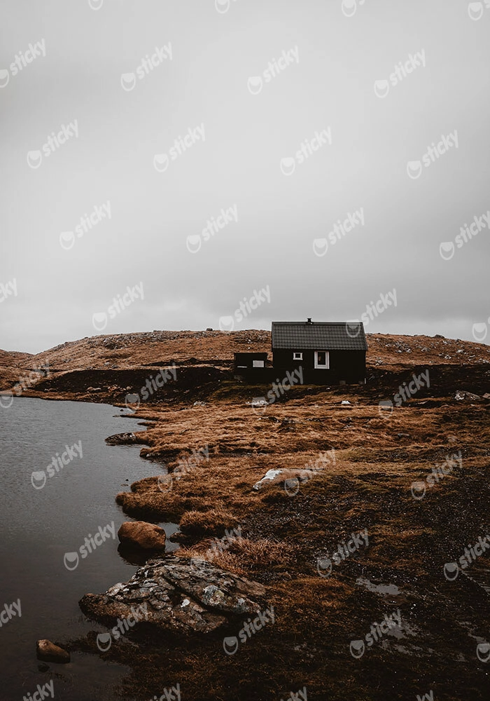 Πίνακας σε Καμβά RUSTIC FARMHOUSE MOUNTAIN LAKE CABIN