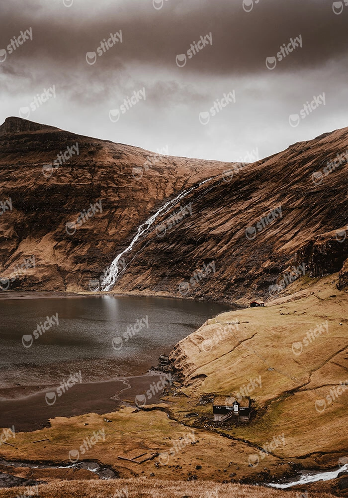 Πίνακας σε Καμβά RUSTIC FARMHOUSE MOUNTAIN LAKE