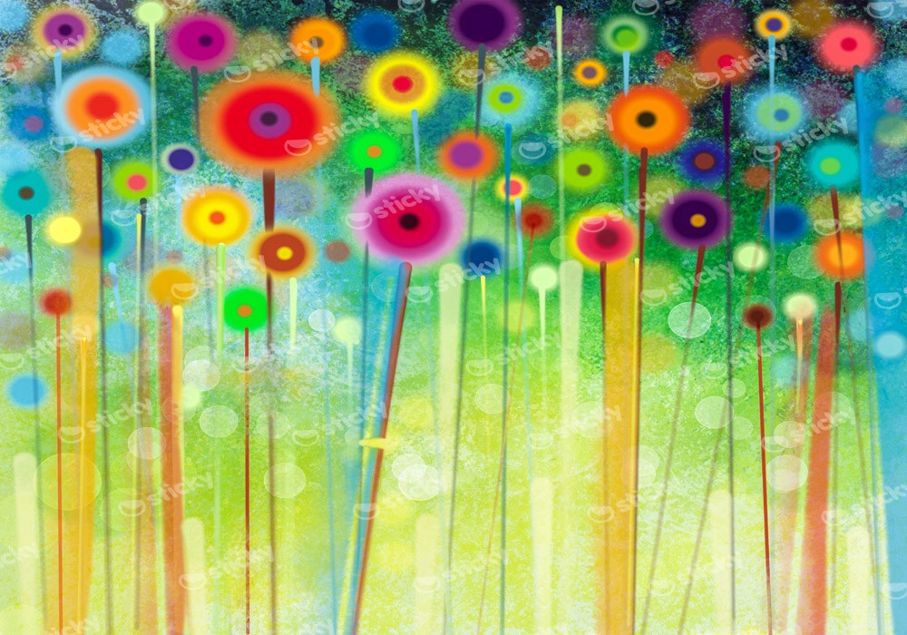 Πινακας σε καμβά HANDPAINTED ABSTRACT FLOWERS
