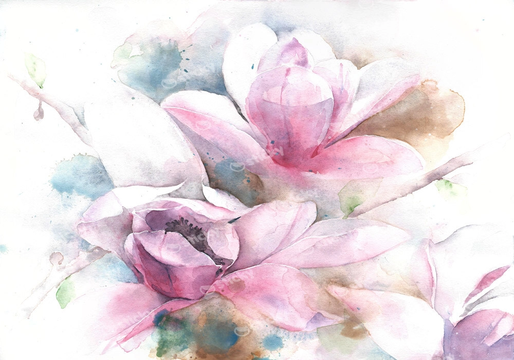 Πινακας σε καμβά MAGNOLIA FLOWER TREE WATERCOLOR PAINTING