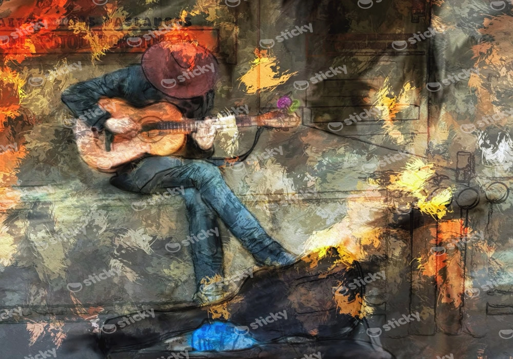 Πινακας σε καμβά MAN WITH GUITAR