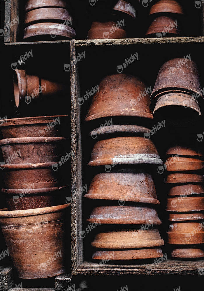 Πίνακας σε Καμβά RUSTIC FARMHOUSE POTS