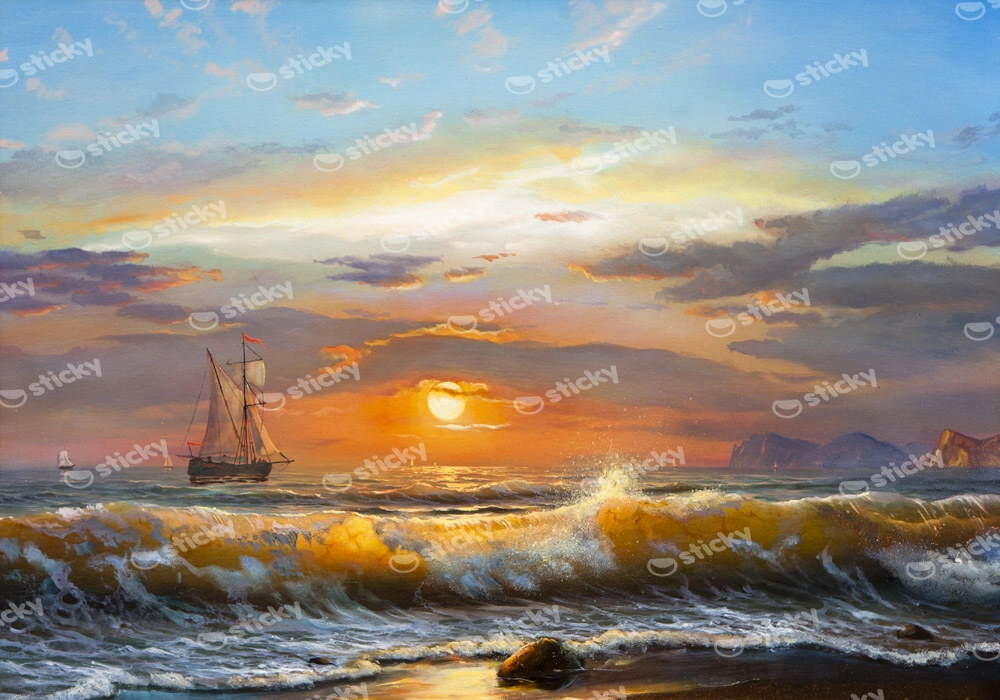 Πινακας σε καμβά SAILBOAT SUNSET