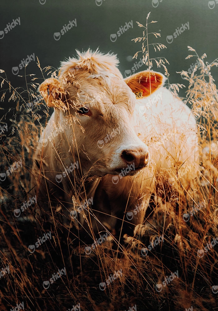 Πίνακας σε Καμβά RUSTIC FARMHOUSE COW 5