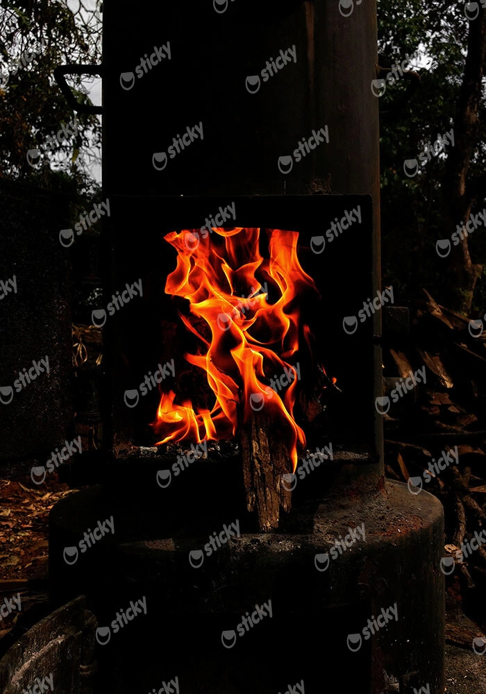 Πίνακας σε Καμβά RUSTIC FARMHOUSE FIRE