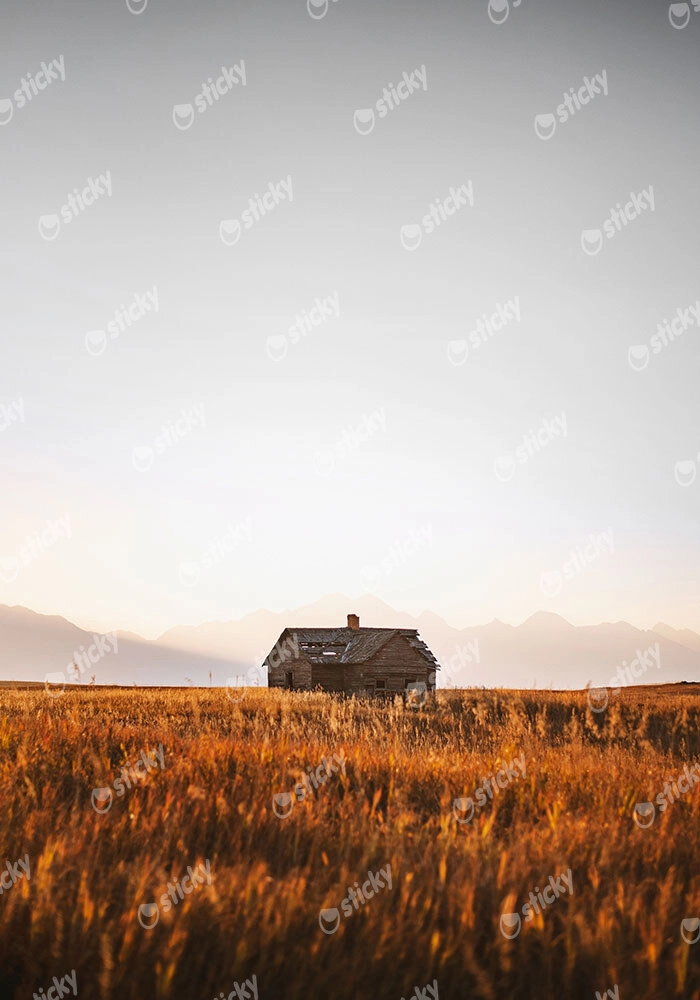 Πίνακας σε Καμβά RUSTIC FARMHOUSE FIELD CABIN