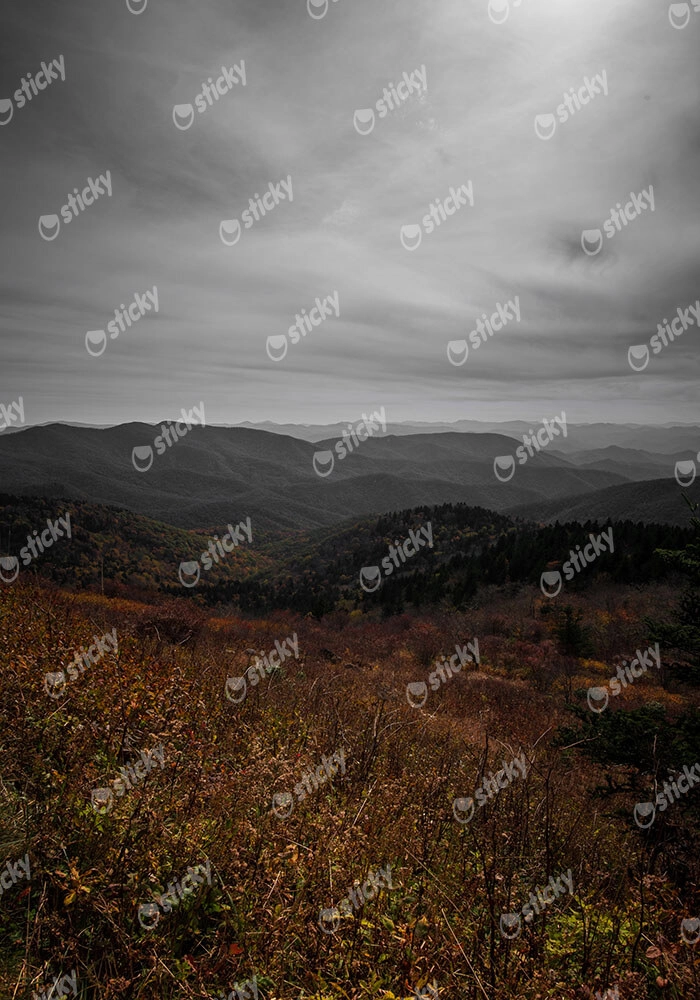 Πίνακας σε Καμβά RUSTIC FARMHOUSE FOGGY MOUNTAIN 2