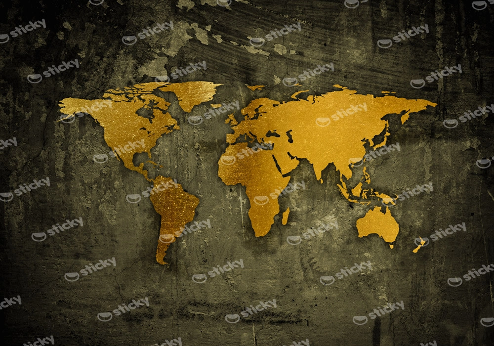 Πινακας σε καμβά GOLDEN WORLD MAP