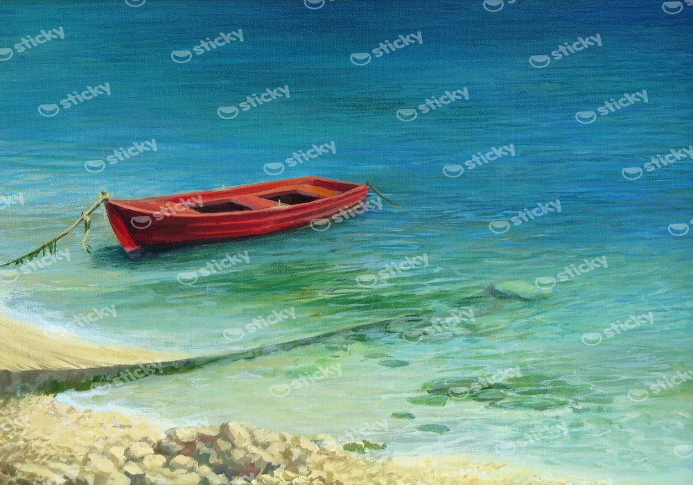 Πινακας σε καμβά RED FISHING BOAT