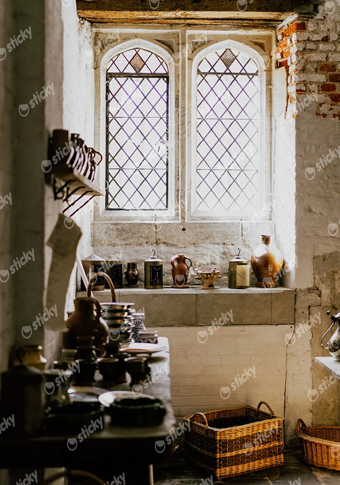 Πίνακας σε Καμβά RUSTIC FARMHOUSE KITCHEN WINDOW
