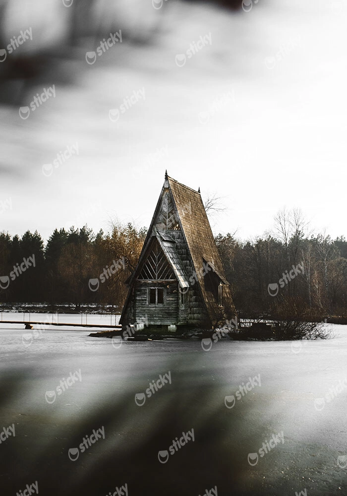 Πίνακας σε Καμβά RUSTIC FARMHOUSE LAKE CABIN