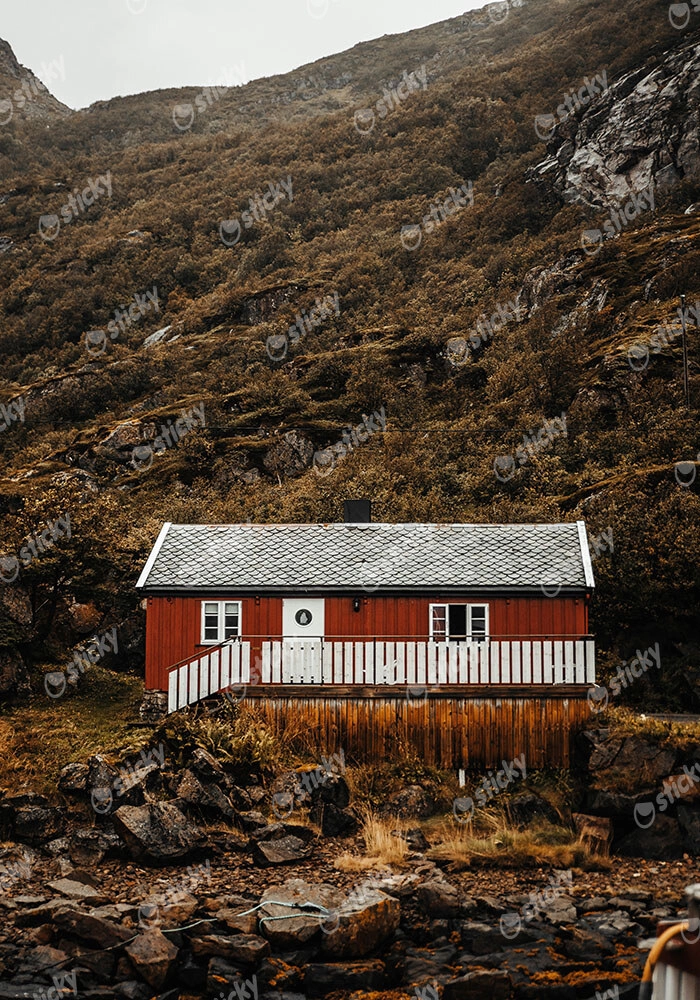 Πίνακας σε Καμβά RUSTIC FARMHOUSE MOUNTAIN CABIN