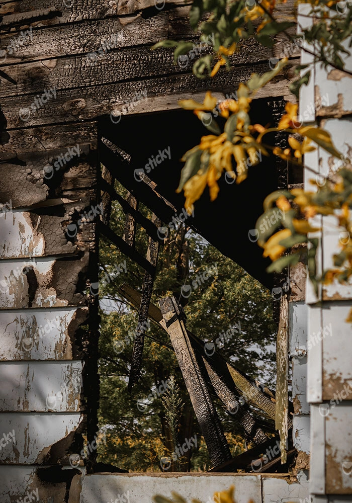 Πίνακας σε Καμβά RUSTIC FARMHOUSE OLD WINDOW