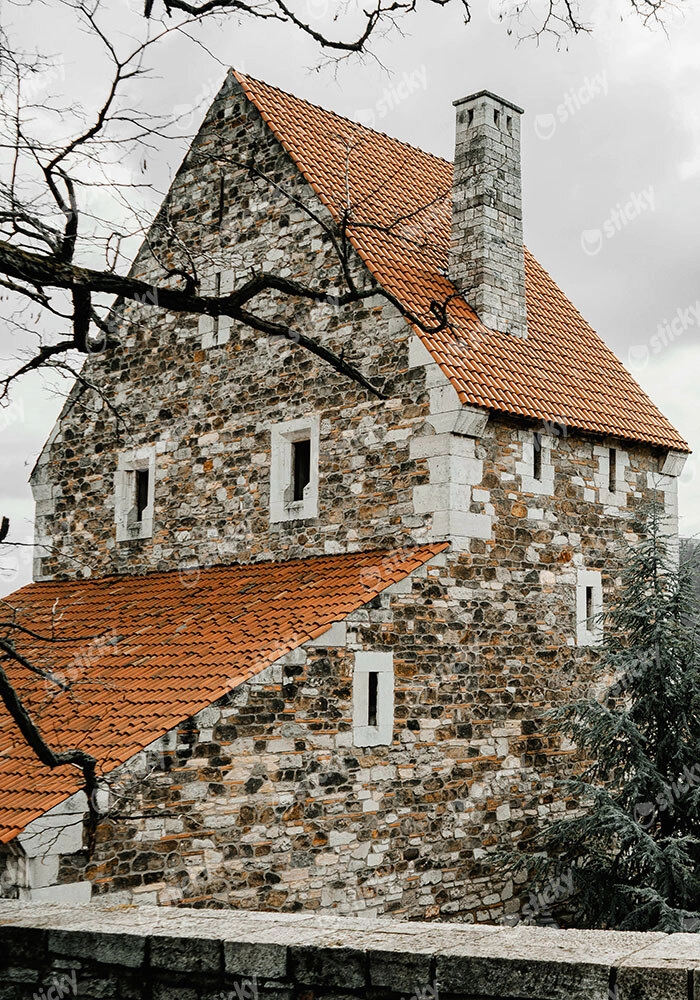 Πίνακας σε Καμβά RUSTIC FARMHOUSE STONE CABIN 5
