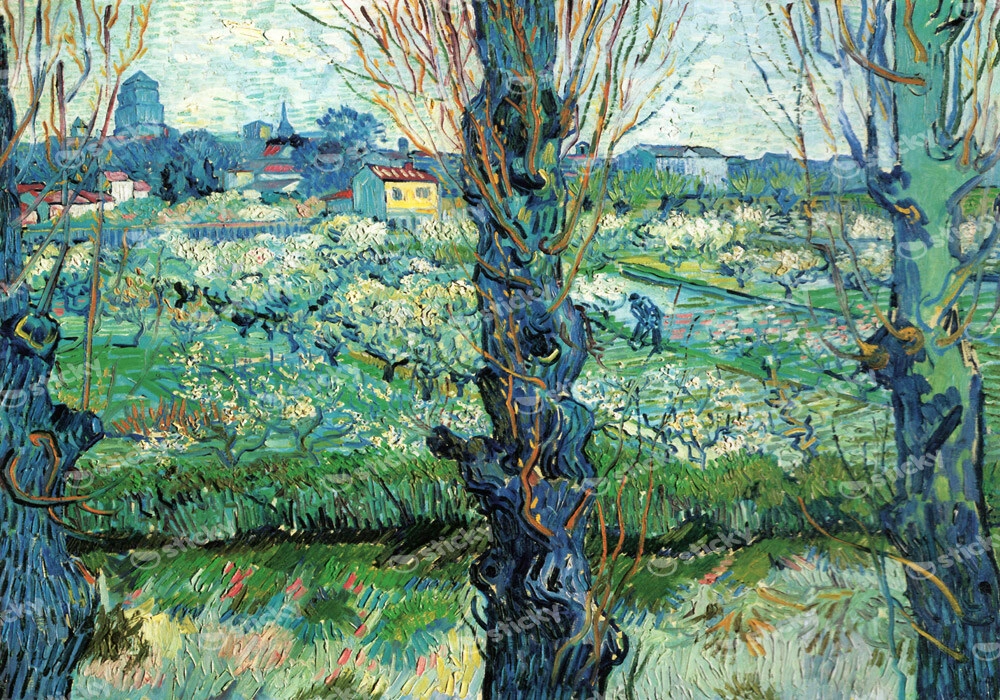 Πινακας σε καμβά VAN GOGH - ORCHARD IN BLOSSOM WITH VIEW OF ARLES
