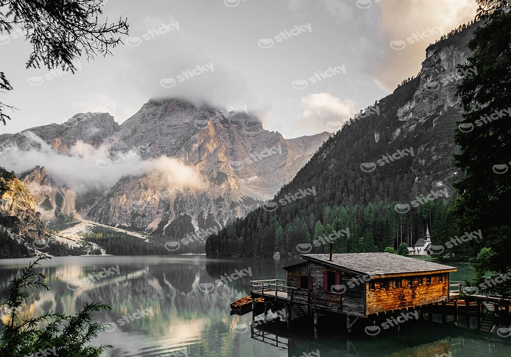 Πίνακας σε Καμβά RUSTIC FARMHOUSE LAKE CABIN 4